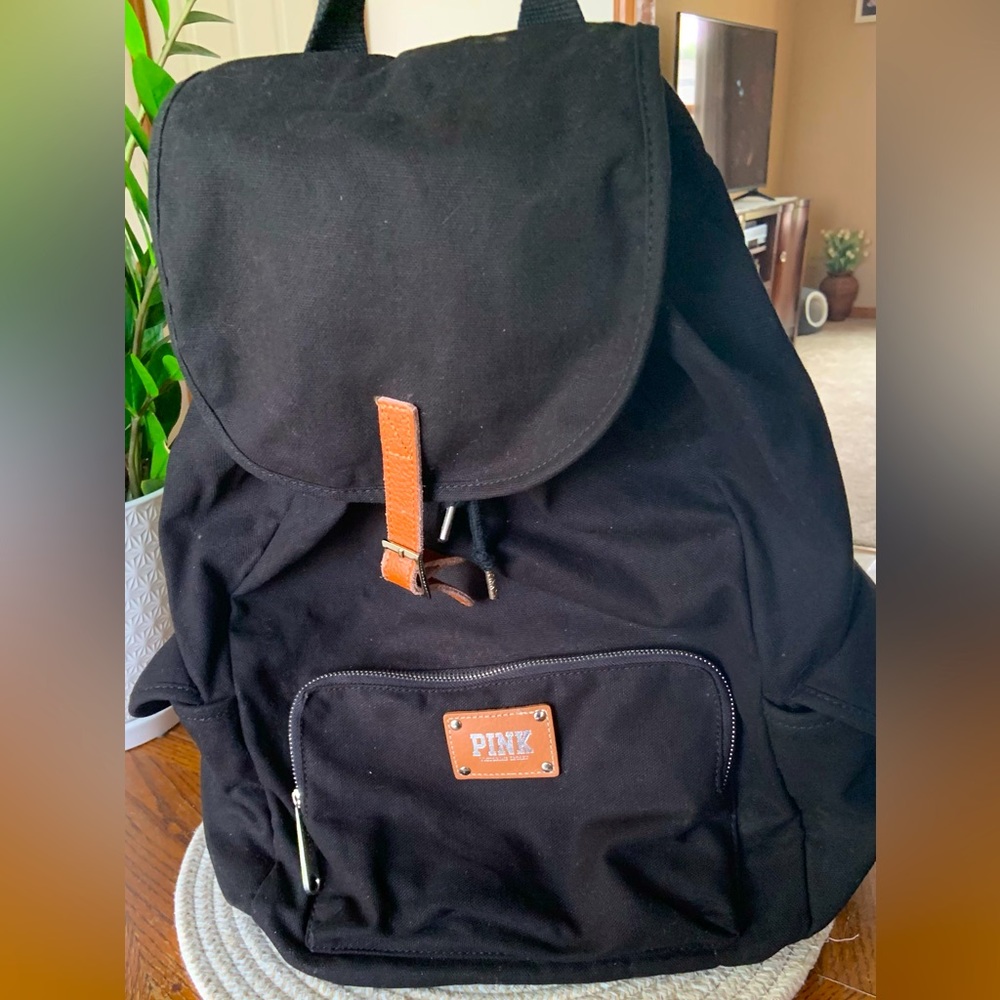 PINK canvas drawstring backpack